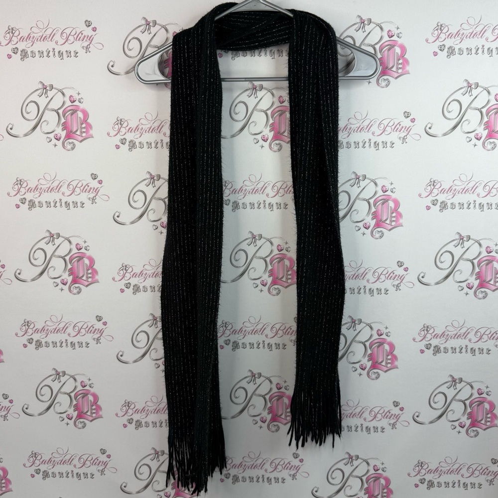 Scarf sparkly tassel bottom shimmer sparkles Elegant Black Scarf